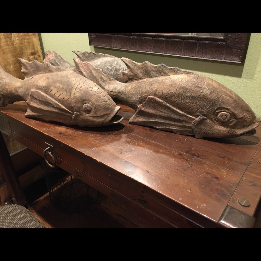 3 rustic wood fish decor